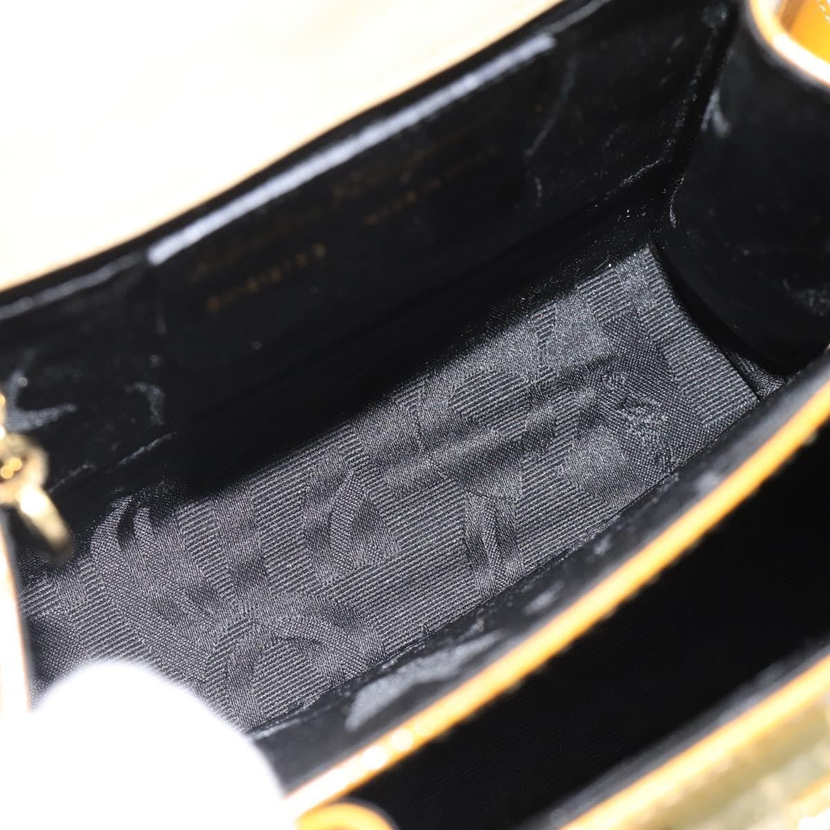 Salvatore Ferragamo Gancini Patent Leather Yellow Patent_Leather Handbag (Pre-Owned)