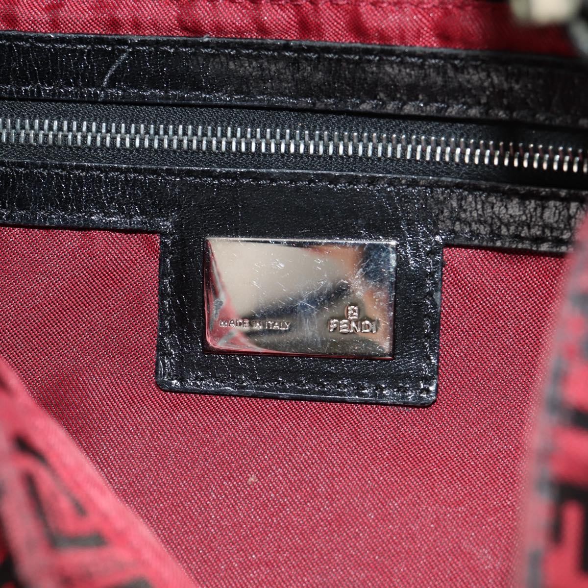 Fendi Baguette Zucchino Canvas Red Canvas Handbag (Pre-Owned)