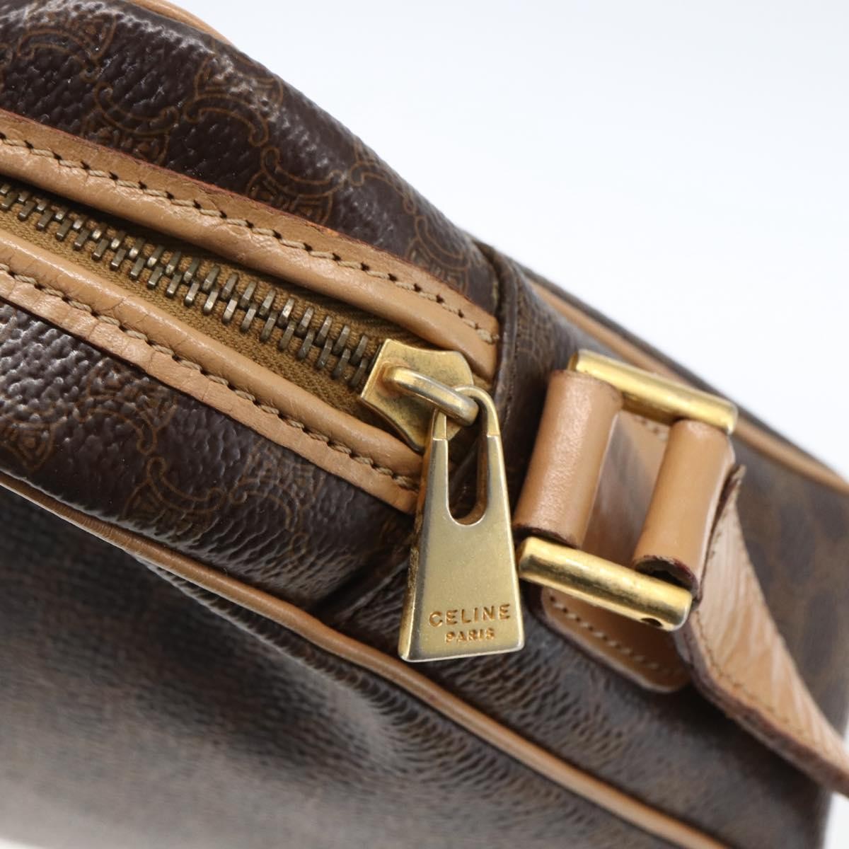 Celine Vintage Macadam Canvas And Leather Brown Canvas Shoulder Bag Bag (Pre-Owned)