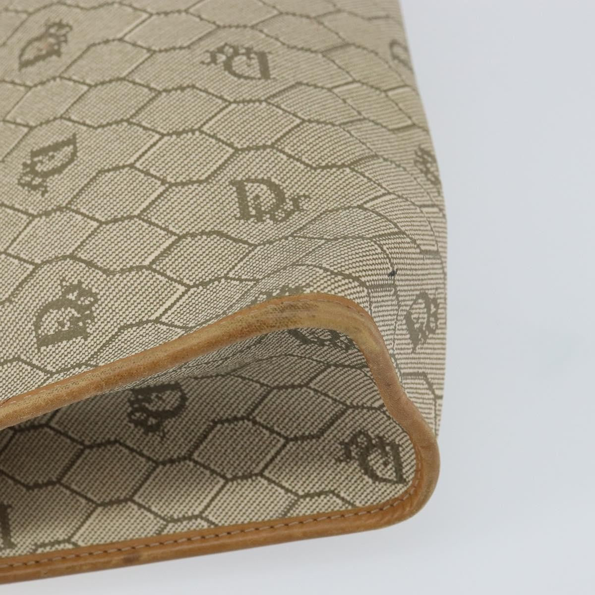 Christian Dior Vintage Honeycomb Zip Canvas And Leather Beige Canvas Clutche & Pouche Bag (Pre-Owned)