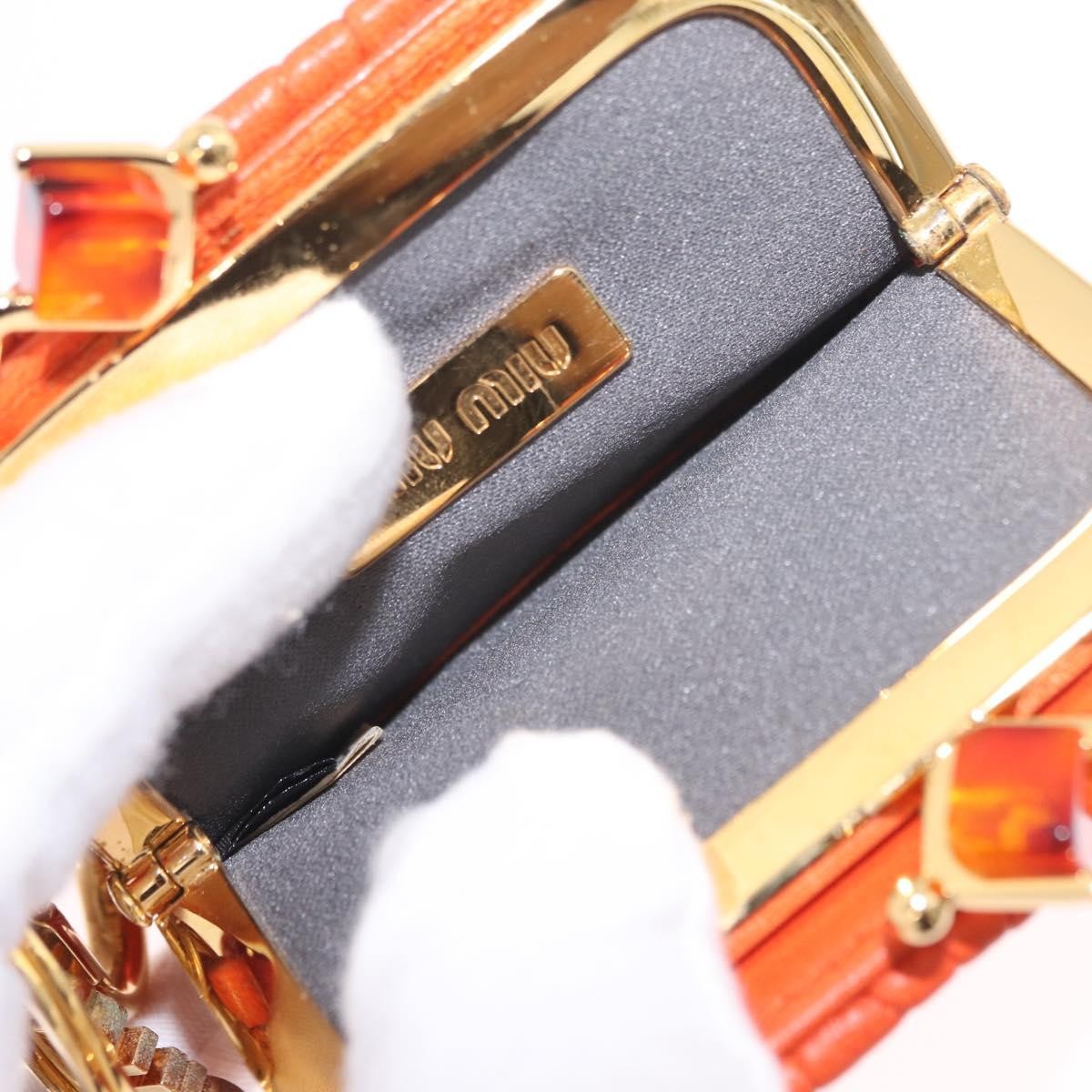 Miu Miu Sword Wallet Charm Leather Matelasse Orange Leather Crossbody Bag Bag (Pre-Owned)
