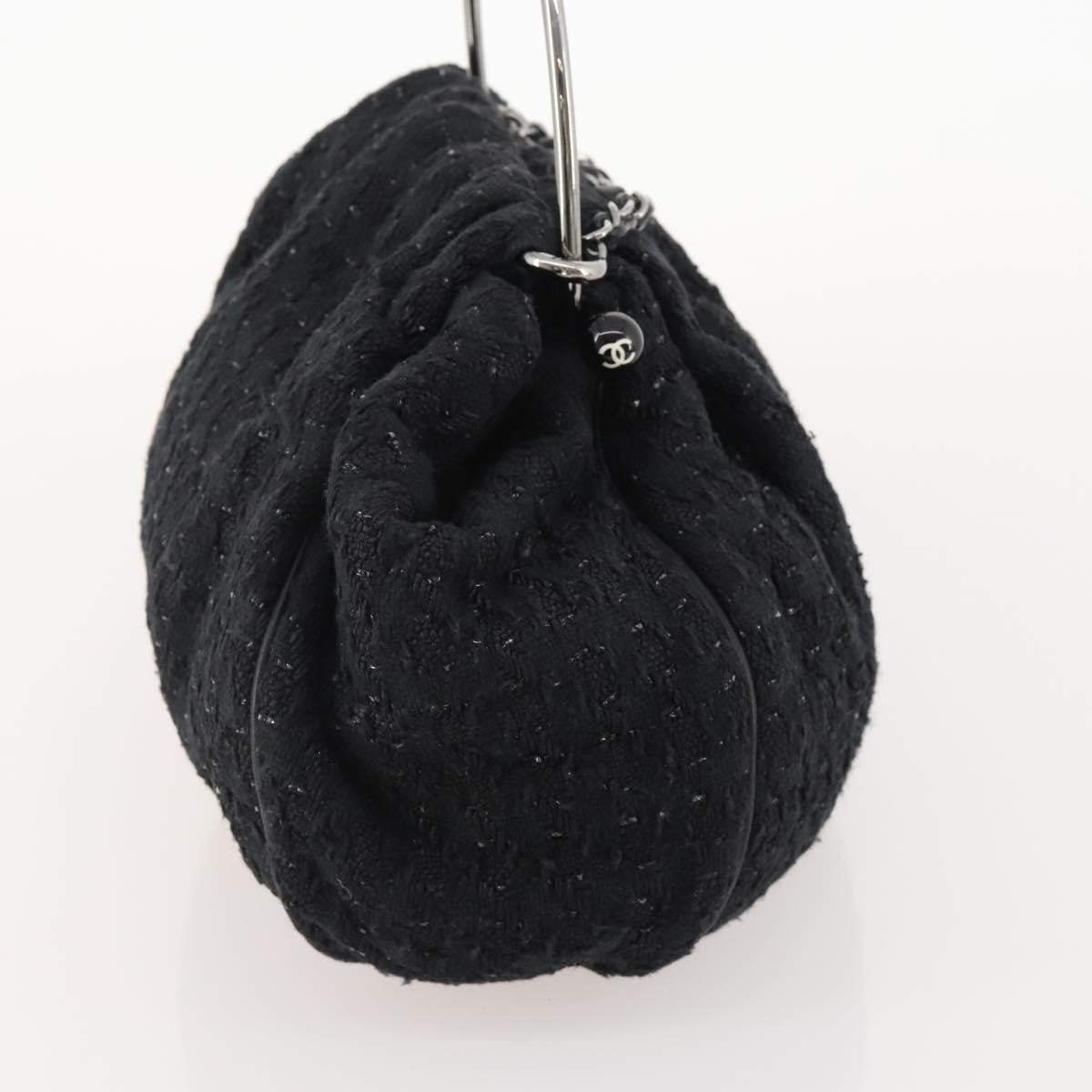 Chanel Knitting Satchel Boucle Tweed Black Tweed Handbag (Pre-Owned)