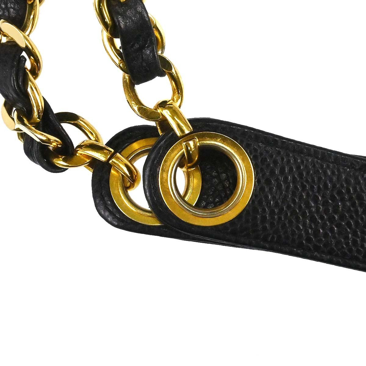 Chanel Triple Cc Chain Shoulder Caviar Leather Black Leather Shoulder Bag Bag (Pre-Owned)