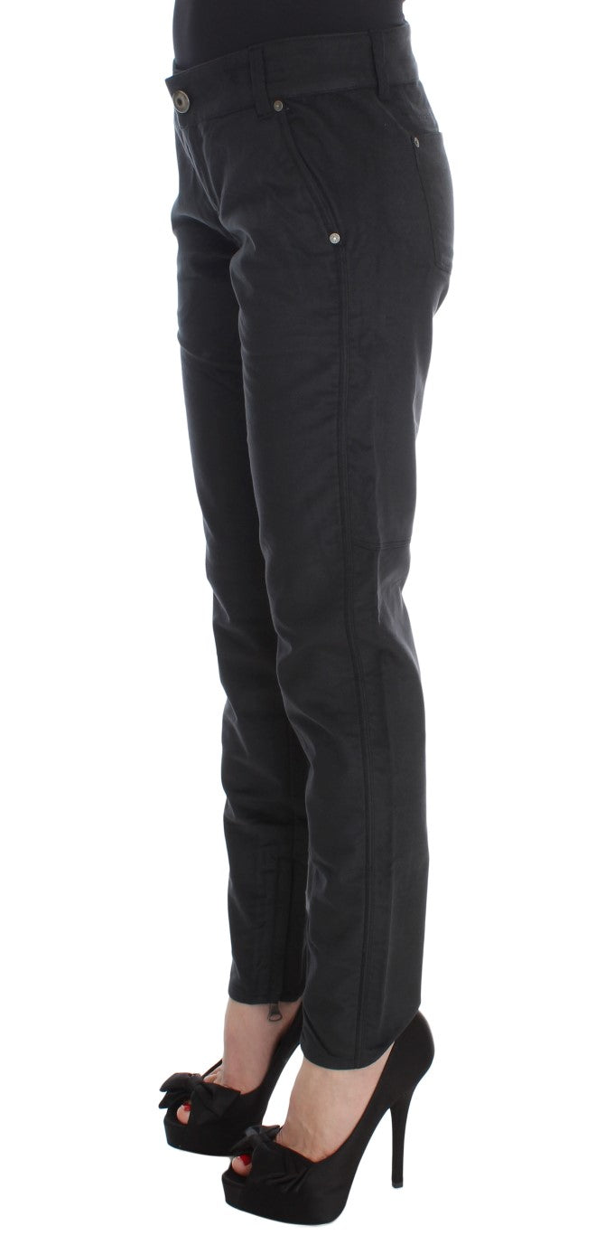 Ermanno Scervino Black Cotton Blend Regular Fit Women's Pants