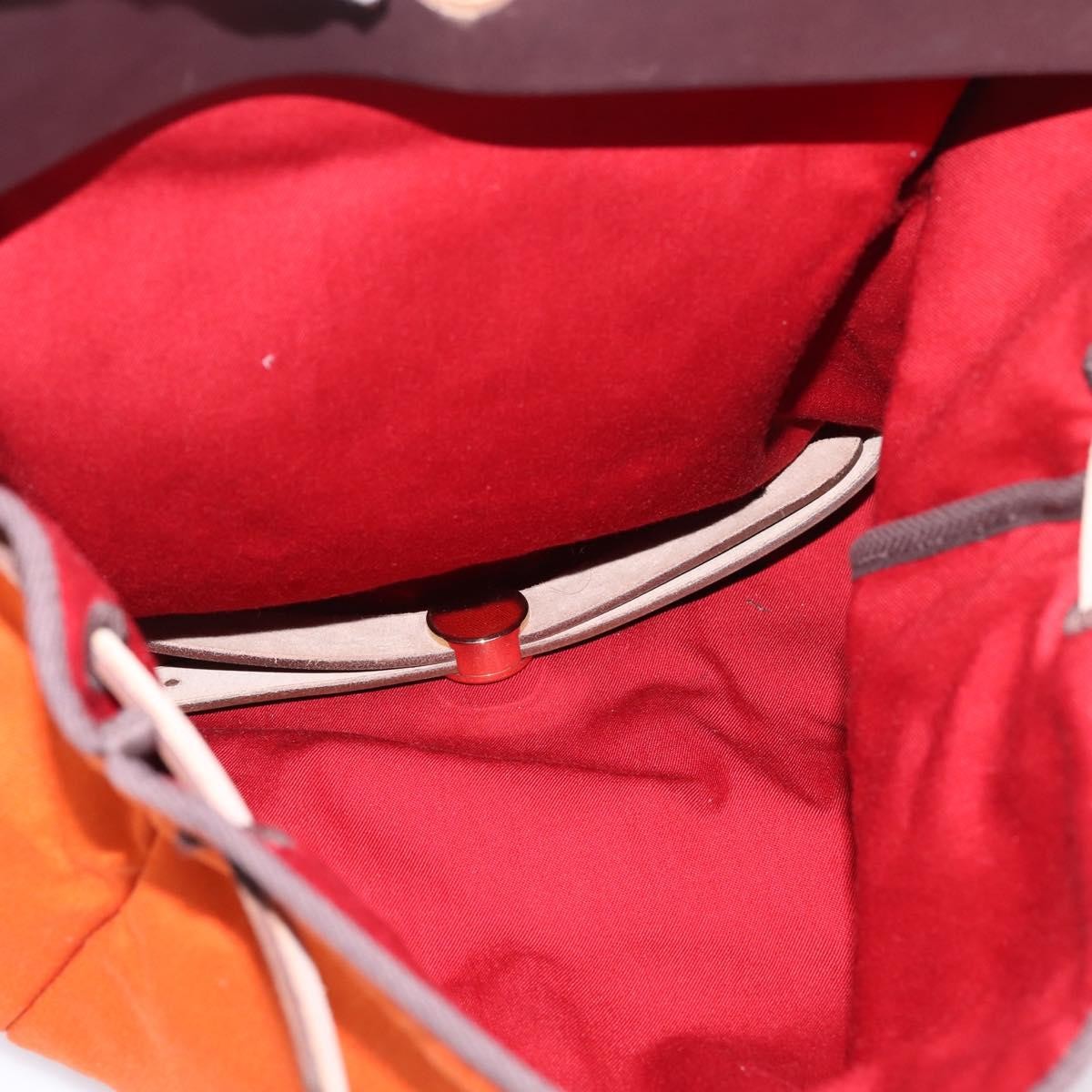 Hermes Herbag A Dos Toile Orange Canvas Backpack Bag (Pre-Owned)