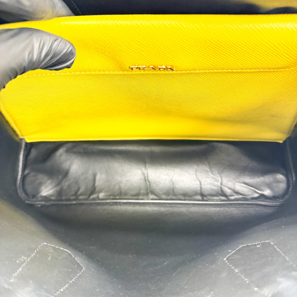 Prada Cuir Double Saffiano Leather Yellow Leather Tote Bag Bag (Pre-Owned)
