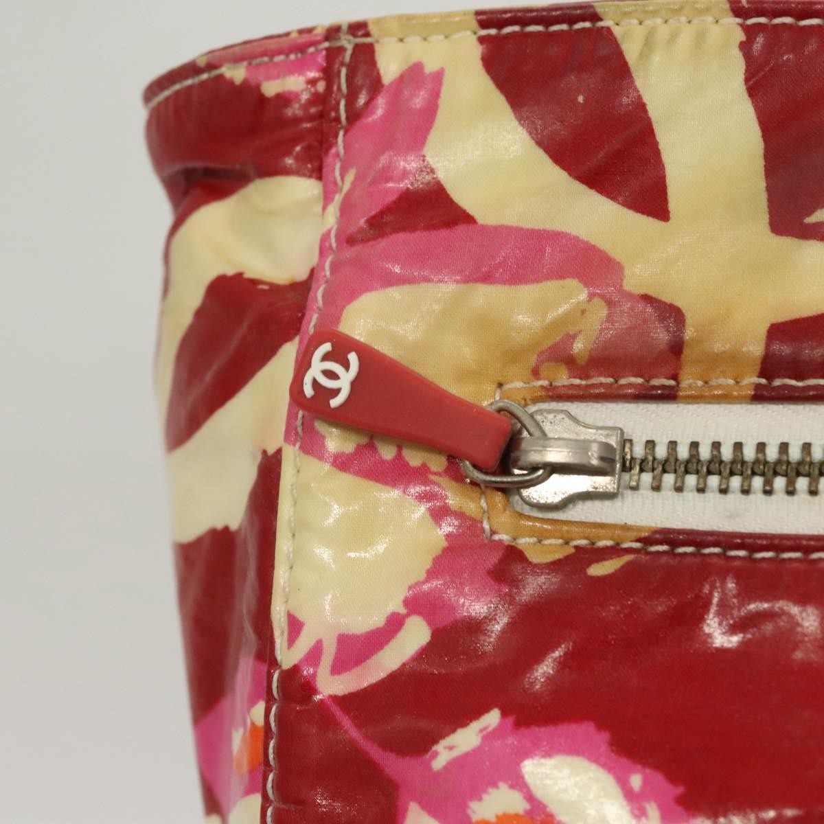 Chanel Vintage Floral Tote Patent Leather Red Patent_Leather Tote Bag Bag (Pre-Owned)
