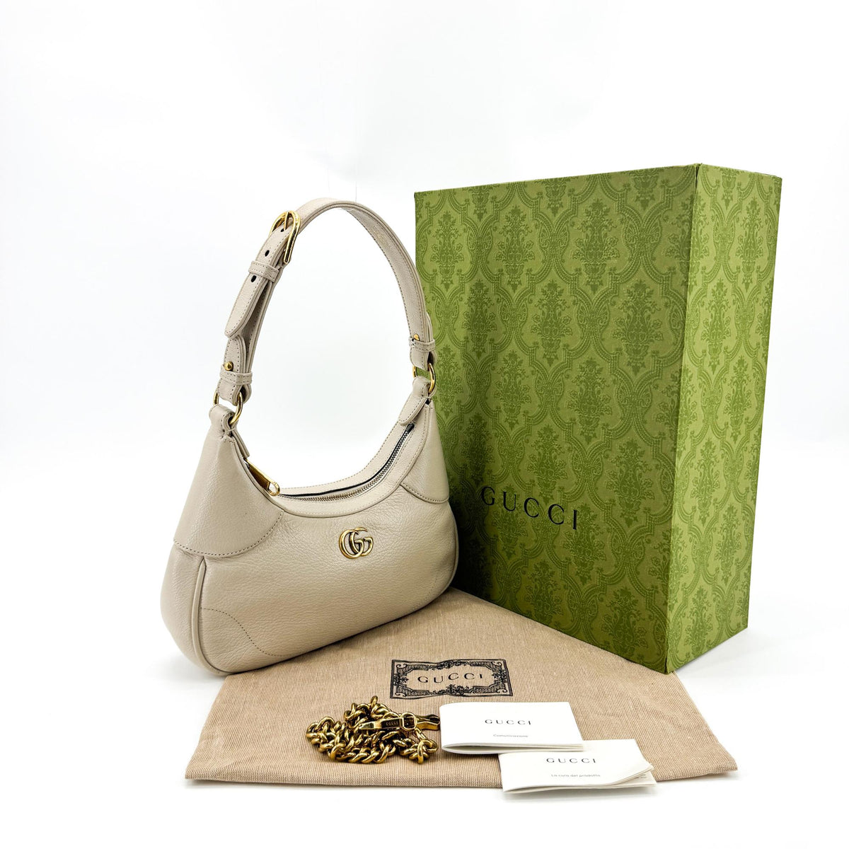 Gucci Aphrodite Leather Beige Leather Shoulder Bag Bag (Pre-Owned)