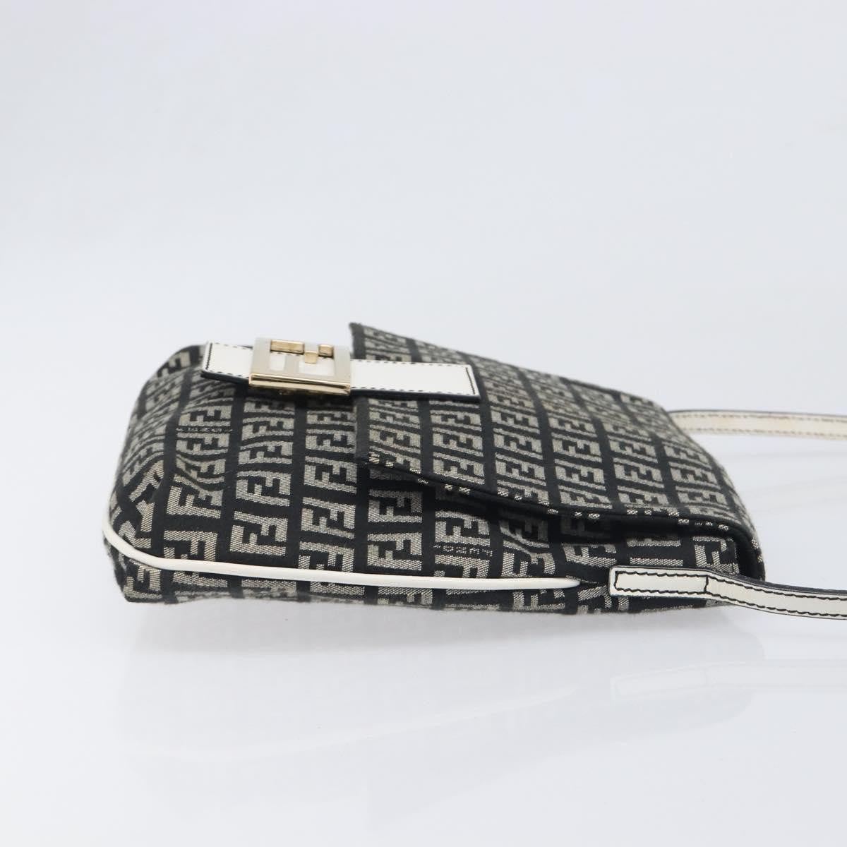 Fendi Vintage Flap Zucchino Canvas Black Canvas Crossbody Bag Bag (Pre-Owned)