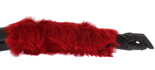 Dolce & Gabbana Elegant Red Leather Elbow Long Women's Gloves