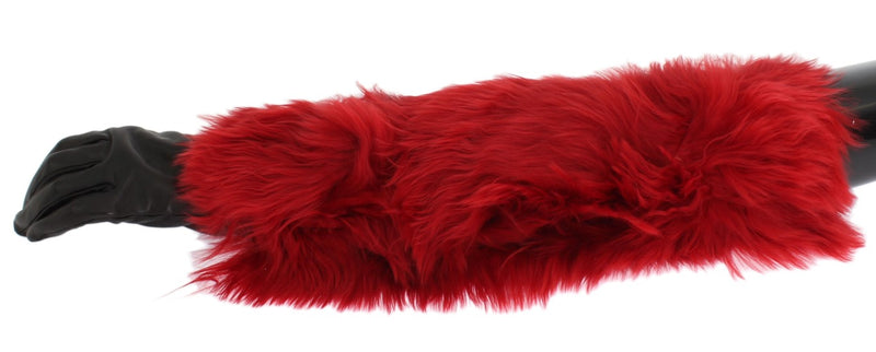 Dolce & Gabbana Elegant Red Leather Elbow Long Women's Gloves