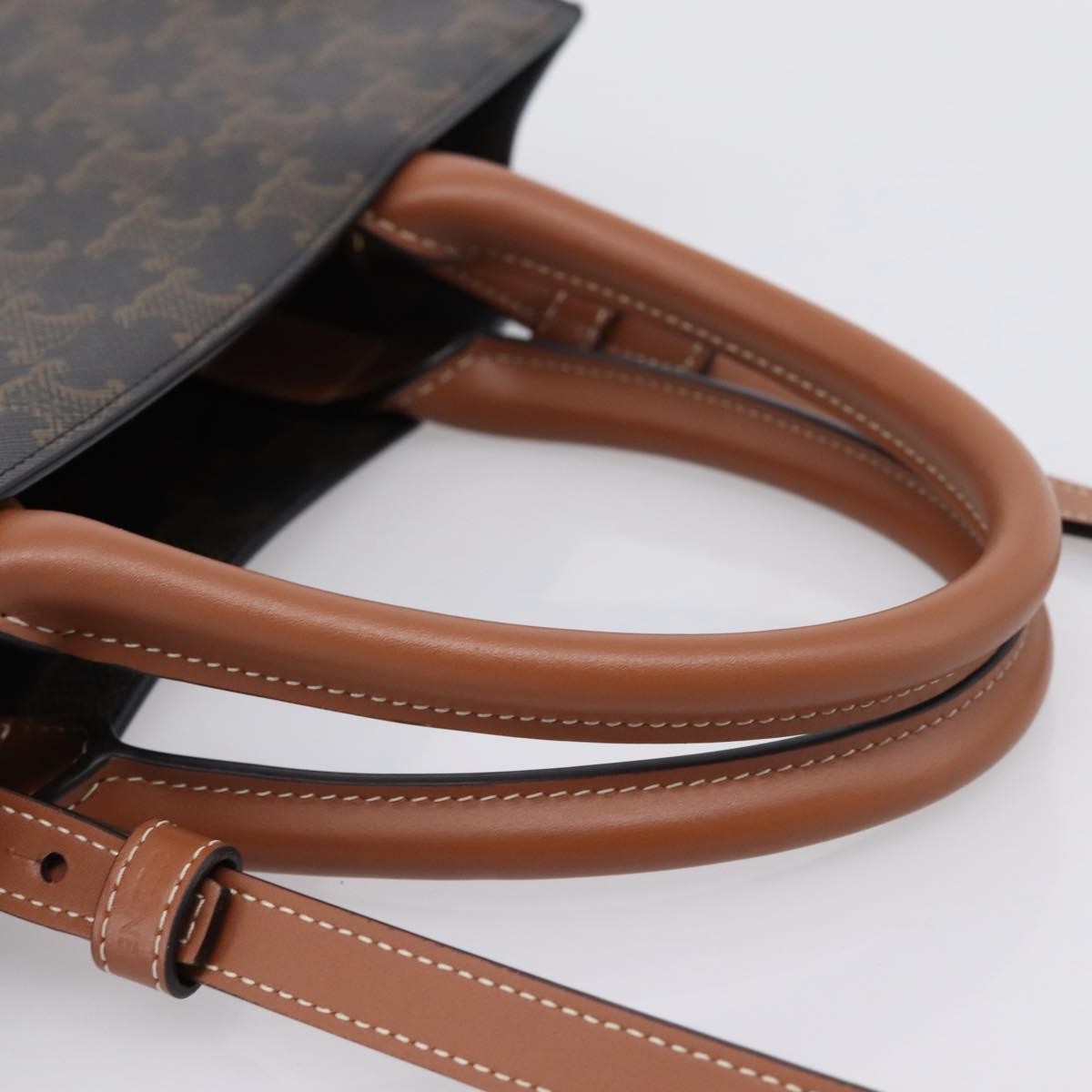 Celine Vertical Cabas Triomphe Coated Canvas Brown Canvas Tote Bag Bag (Pre-Owned)