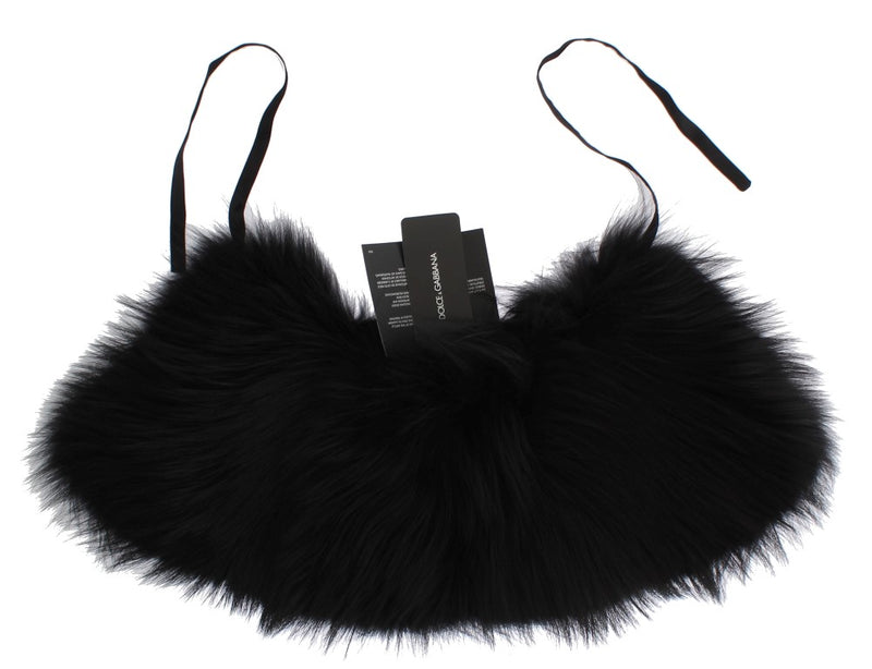 Dolce & Gabbana Black Fox Fur Collar Women's Scarf