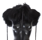 Dolce & Gabbana Black Fox Fur Shoulder Wrap Cover Collar Women's Scarf