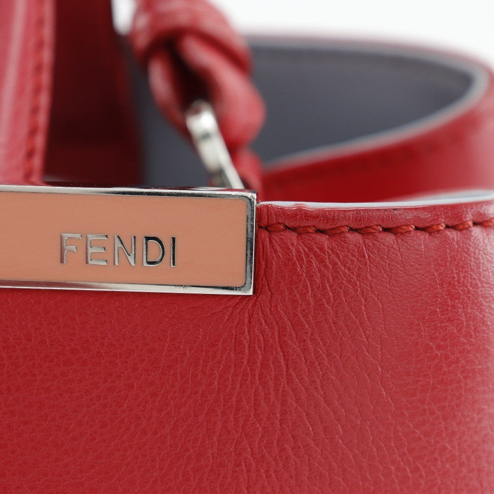 Fendi 2Jours Leather Red Calfskin Tote Bag Bag (Pre-Owned)