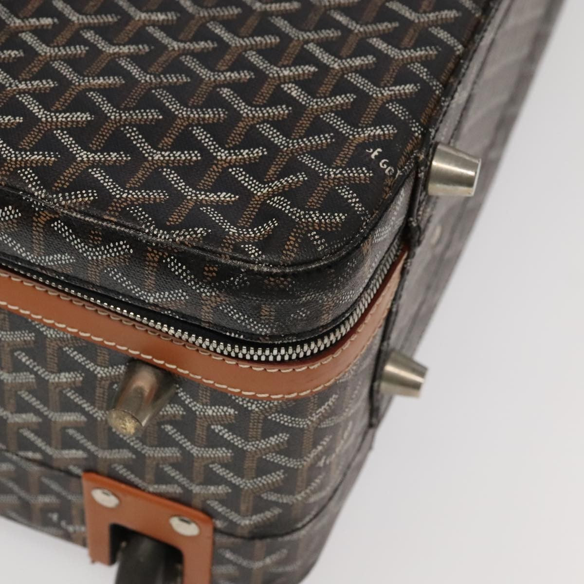 Goyard Bourget Trolley Rolling Luggage Coated Canvas Brown Pvc Travel Bag Bag (Pre-Owned)