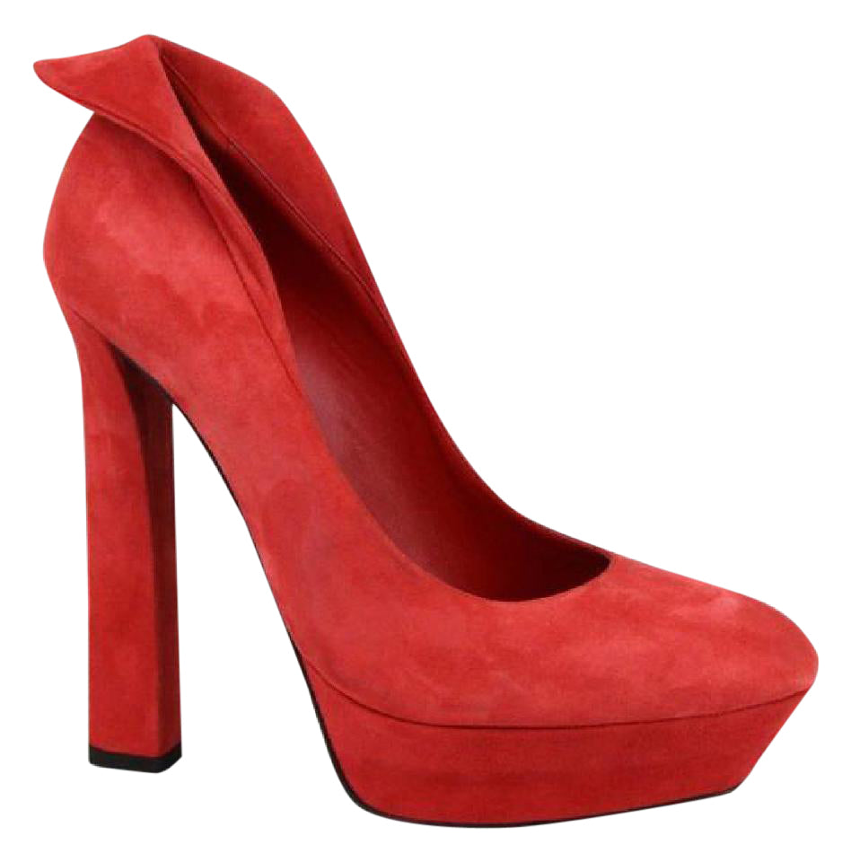 Bottega Veneta Women's Red Suede Platform Heel Pump (36.5 EU / 6.5 US)