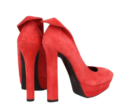 Bottega Veneta Women's Red Suede Platform Heel Pump (36.5 EU / 6.5 US)