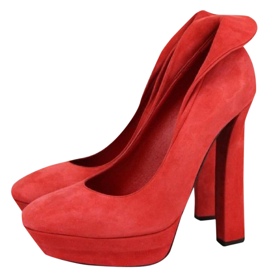 Bottega Veneta Women's Red Suede Platform Heel Pump (39.5 EU / 9.5 US)