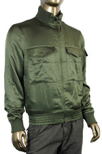 Gucci Men's Bomber Military Olive Green Silk Jacket