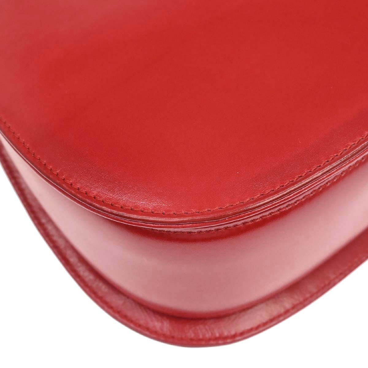 Gucci Vintage Convertible Bamboo Top Handle Leather Red Leather Handbag (Pre-Owned)