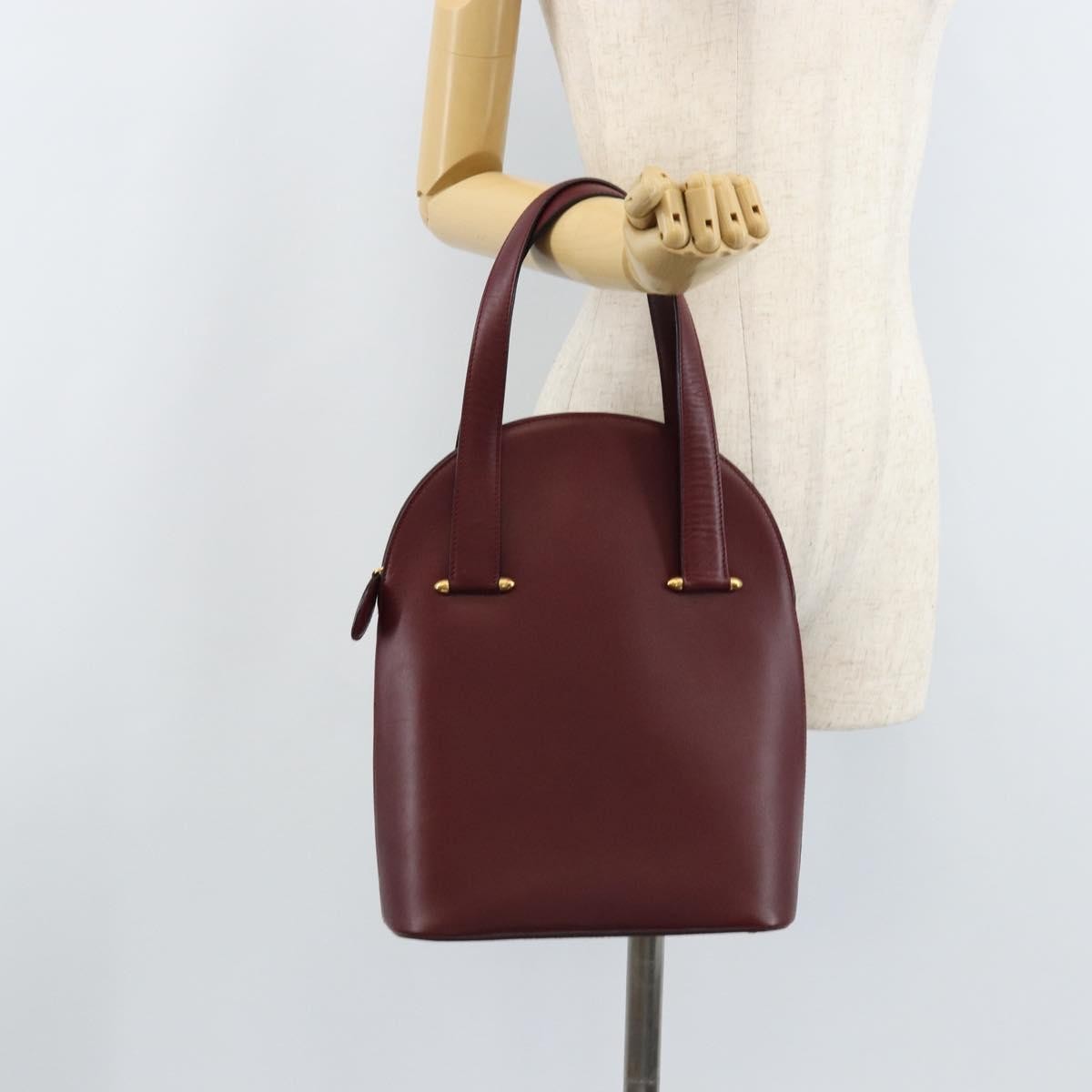 Cartier Vintage Must De Cartier Leather Burgundy Leather Handbag (Pre-Owned)