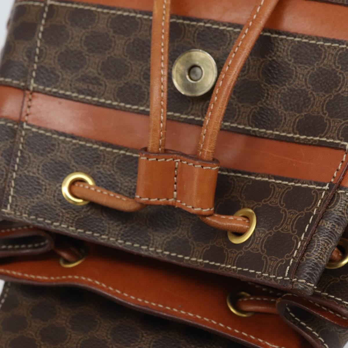 Celine Vintage Macadam Canvas And Leather Brown Canvas Backpack Bag (Pre-Owned)
