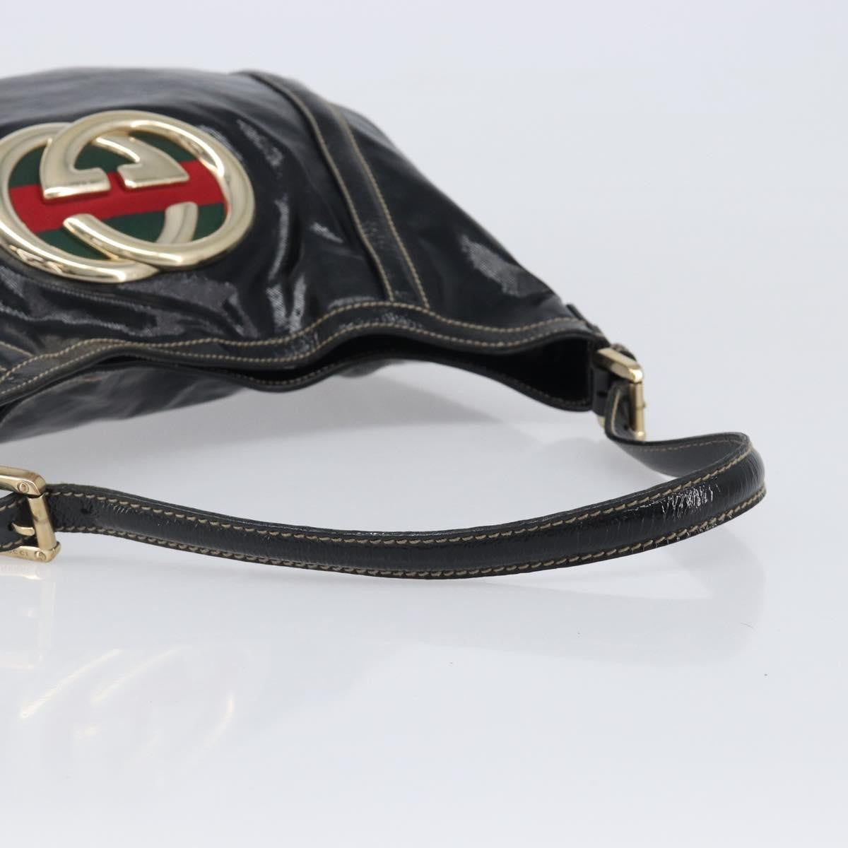 Gucci Britt Web Hobo Dialux Coated Canvas Black Canvas Shoulder Bag Bag (Pre-Owned)