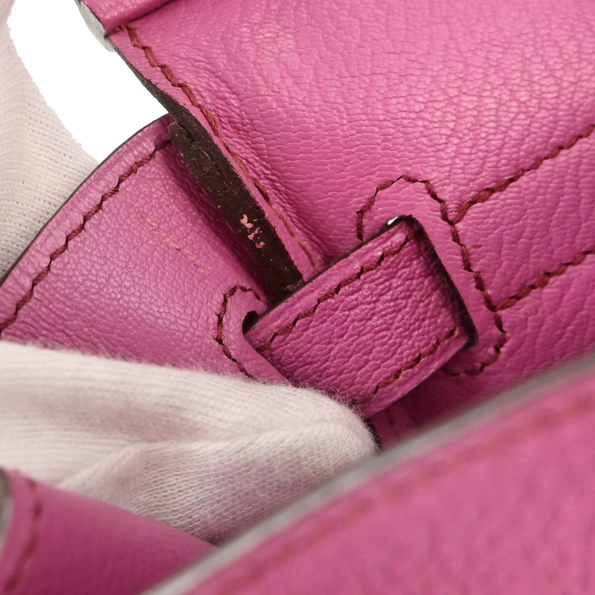 Hermes Hac Birkin Pink Chevre De Coromandel With Palladium Hardware Pink Leather Handbag (Pre-Owned)
