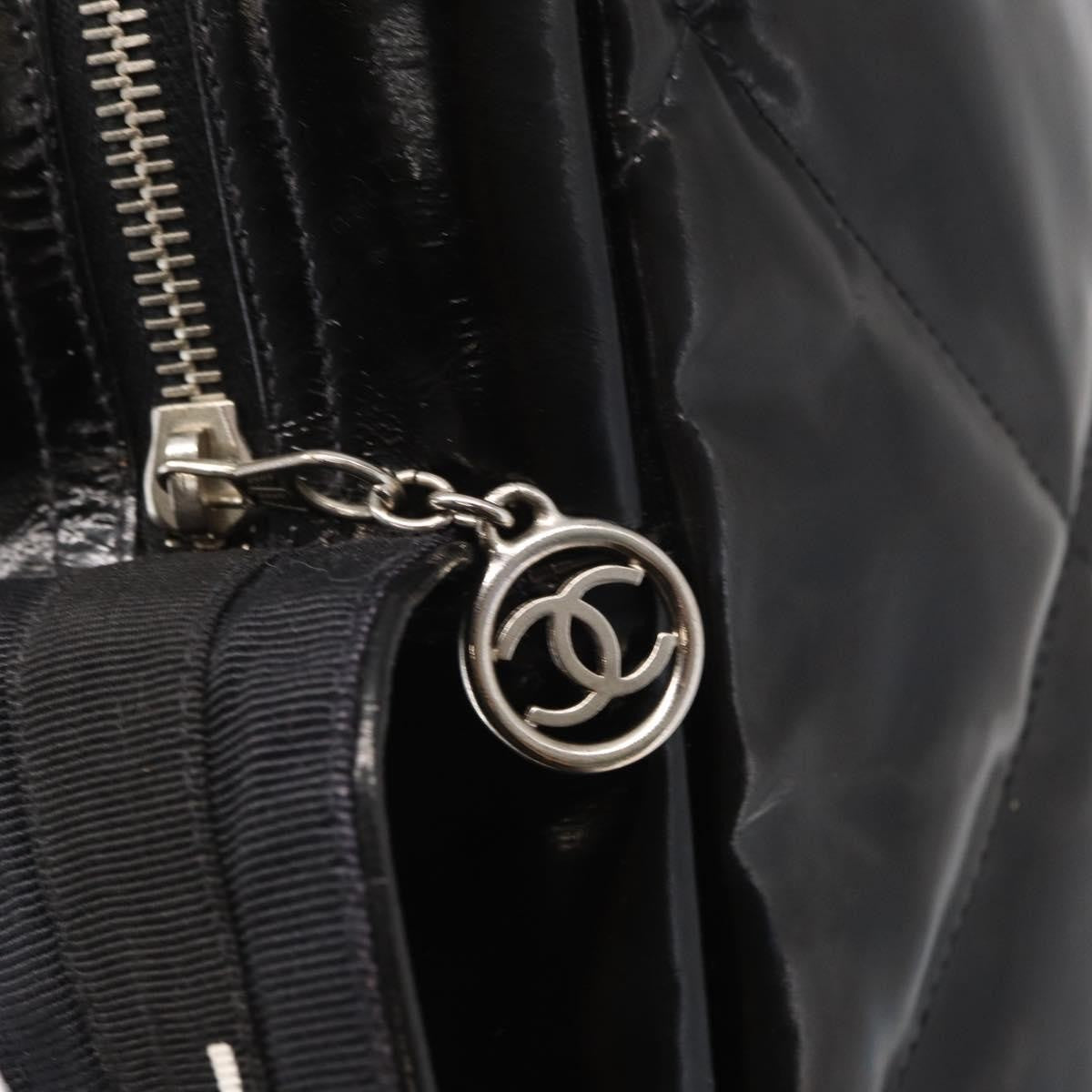 Chanel Vintage Enamel Black Patent_Leather Shoulder Bag Bag (Pre-Owned)