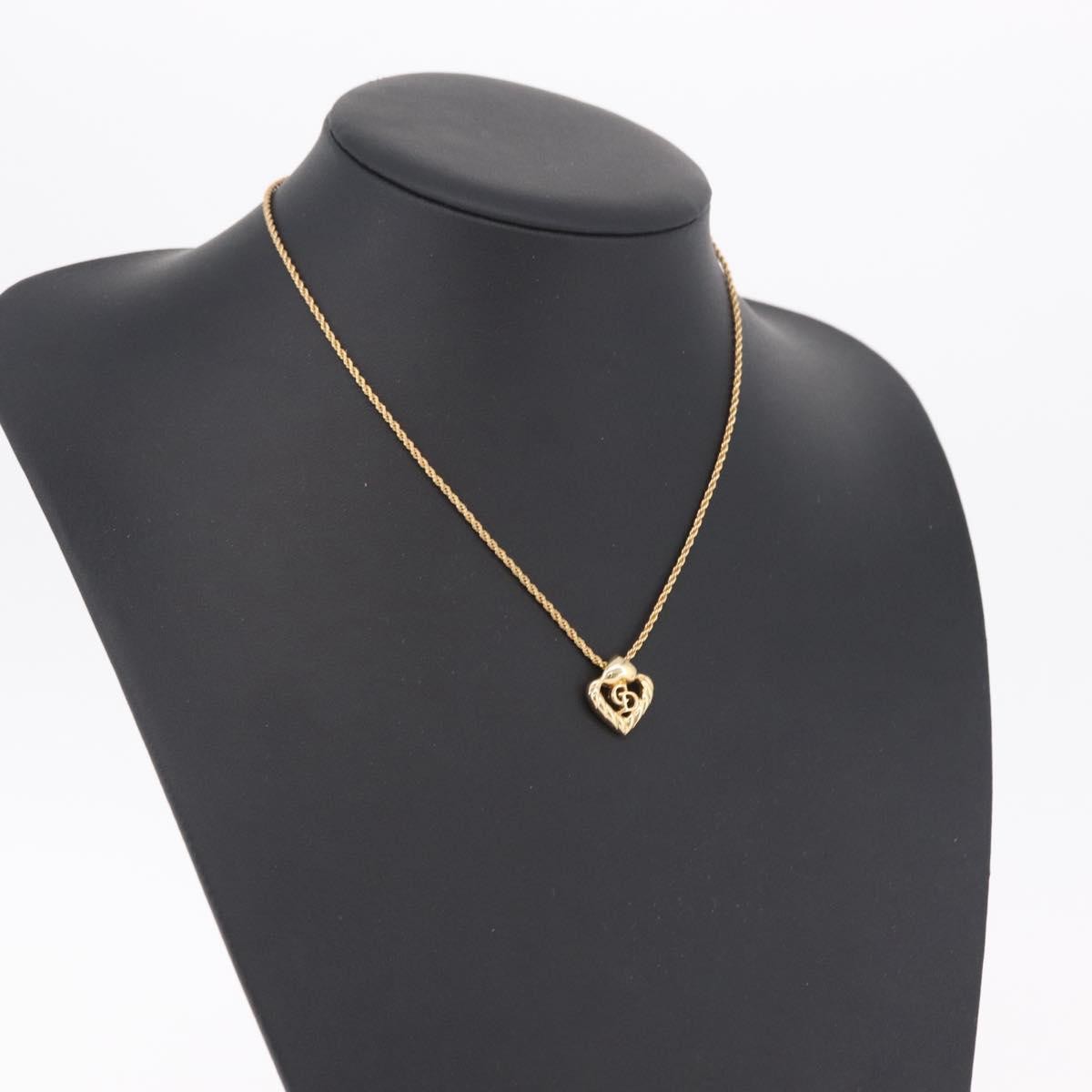 Christian Dior Vintage Cd Heart Pendant Metal Gold Metal Necklace Jewelry (Pre-Owned)