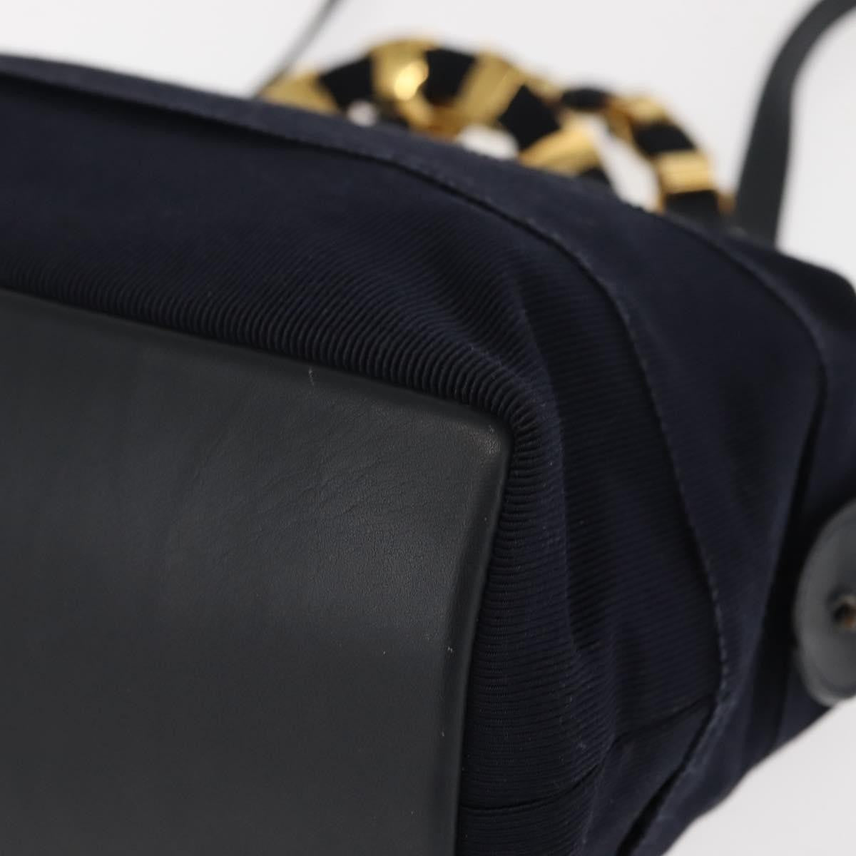 Salvatore Ferragamo Vala Canvas Navy Canvas Handbag (Pre-Owned)