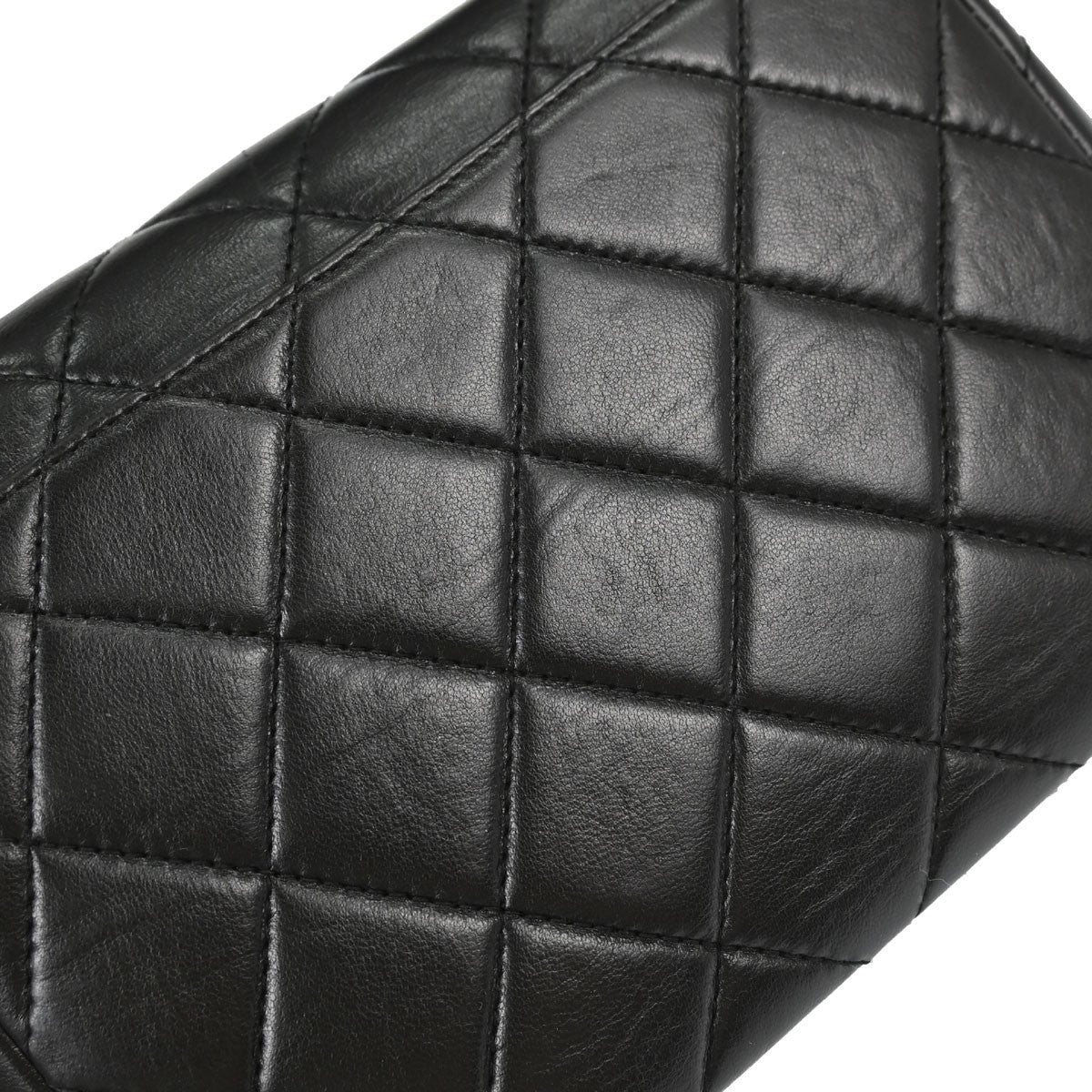 Chanel Vintage Classic Top Handle Flap Quilted Lambskin Black Leather Handbag (Pre-Owned)