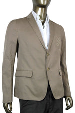 Gucci Men's Embroidered Logo Light Brown Cotton Blazer Jacket