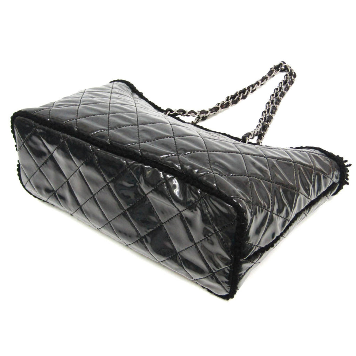 Chanel Funny Tweed Quilted Vinyl Black Plastic Tote Bag Bag (Pre-Owned)