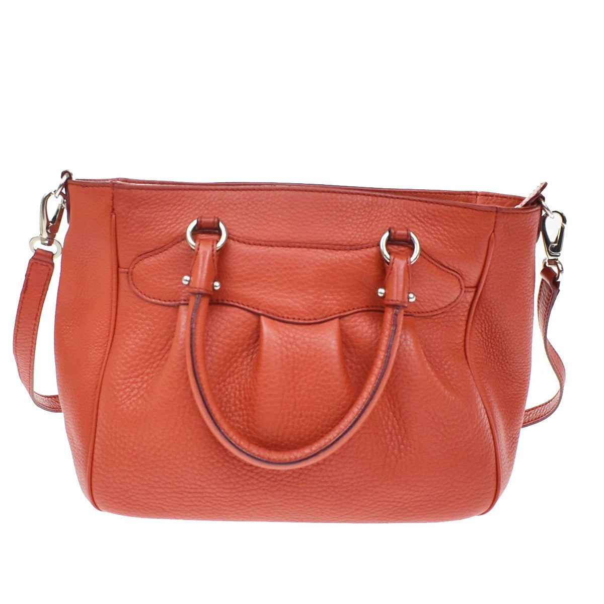 Salvatore Ferragamo Gancini Handle Leather Orange Leather Tote Bag Bag (Pre-Owned)