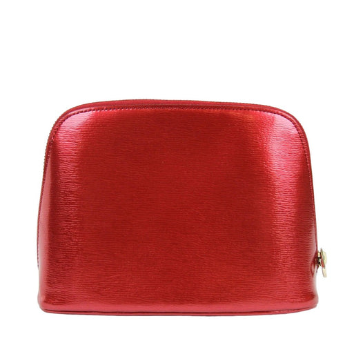 New Gucci Women's Red Shiny Leather Cosmetic Case w/Interlocking G