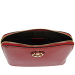 New Gucci Women's Red Shiny Leather Cosmetic Case w/Interlocking G