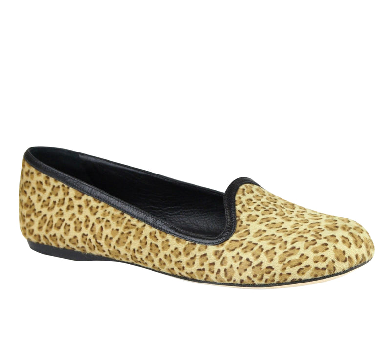 Bottega Veneta Women's Leather / Pony Hair Cheetah Print Flats 338267 8465