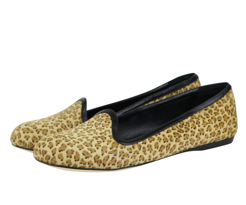 Bottega Veneta Women's Leather / Pony Hair Cheetah Print Flats 338267 8465