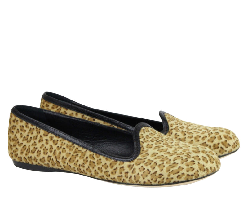 Bottega Veneta Women's Leather / Pony Hair Cheetah Print Flats 338267 8465