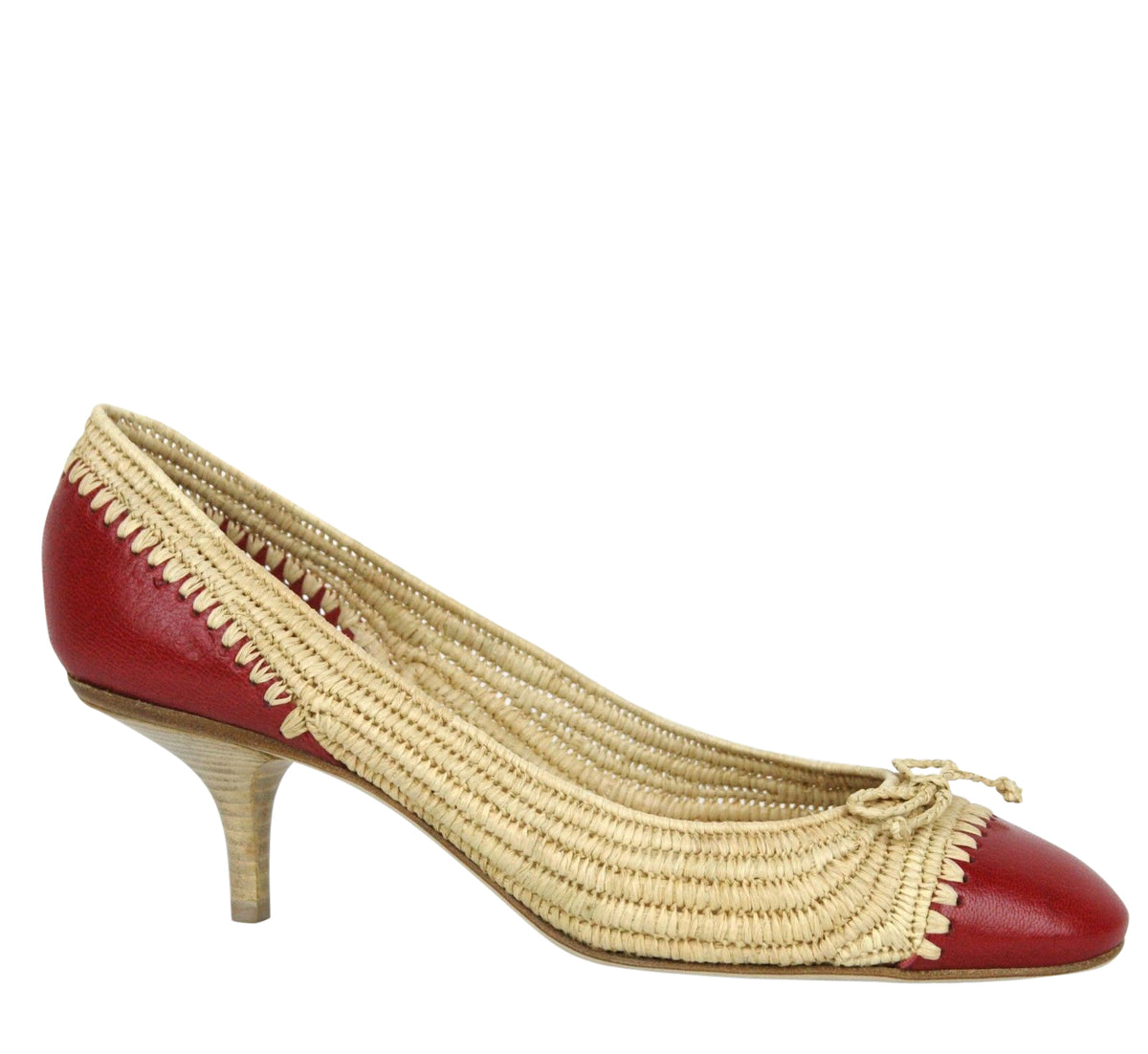 Bow Beige Straw Leather Ballet Flat 9867