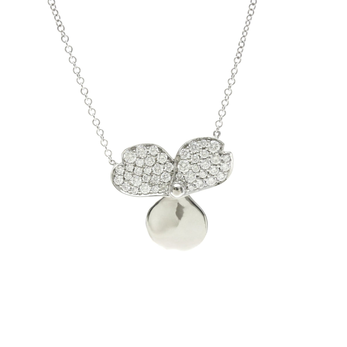Tiffany & Co. Paper Flowers Pendant Platinum With Pave Diamonds Silver Platinum Necklace Jewelry (Pre-Owned)