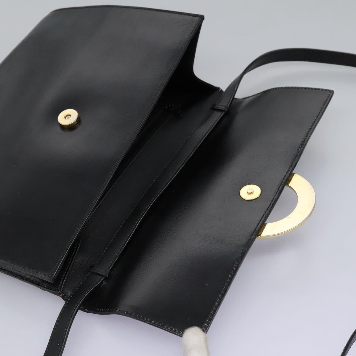 Celine Vintage Circle Logo Leather Black Leather Bag (Pre-Owned)