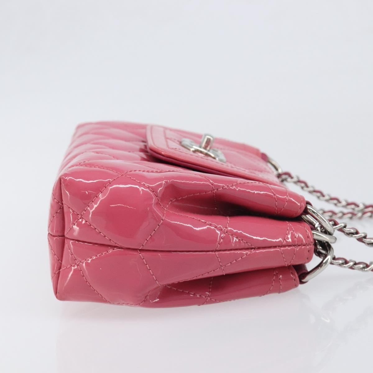Chanel Mademoiselle Lock Chain Quilted Patent Pink Patent_Leather Shoulder Bag Bag (Pre-Owned)