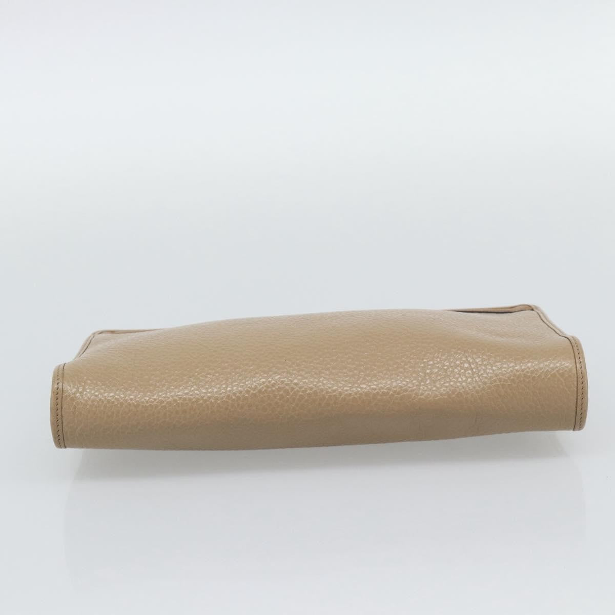 Christian Dior Vintage Zip Pochette Leather Beige Leather Clutche & Pouche Bag (Pre-Owned)