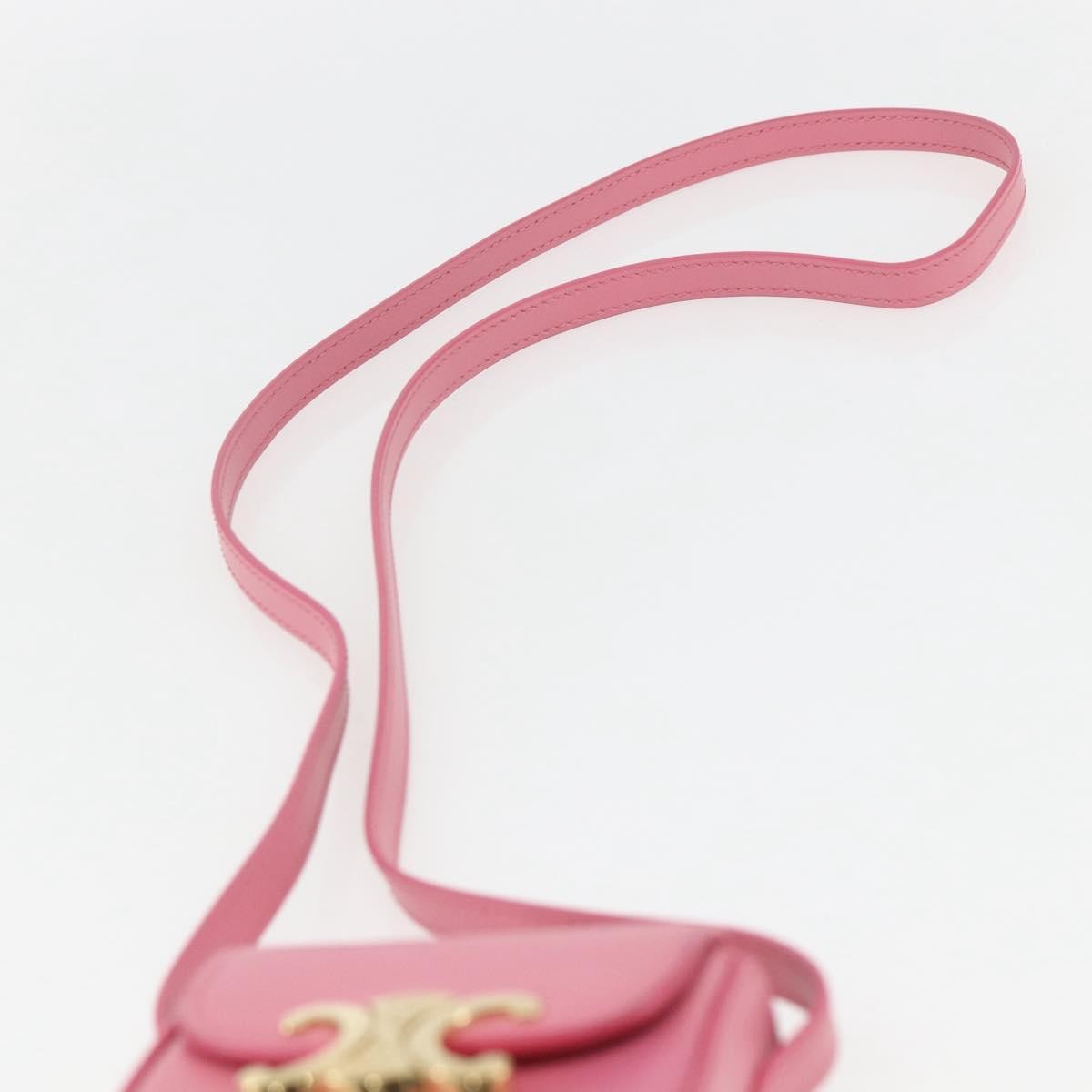 Celine Triomphe Shoulder Smooth Calfskin Pink Leather Shoulder Bag Bag (Pre-Owned)