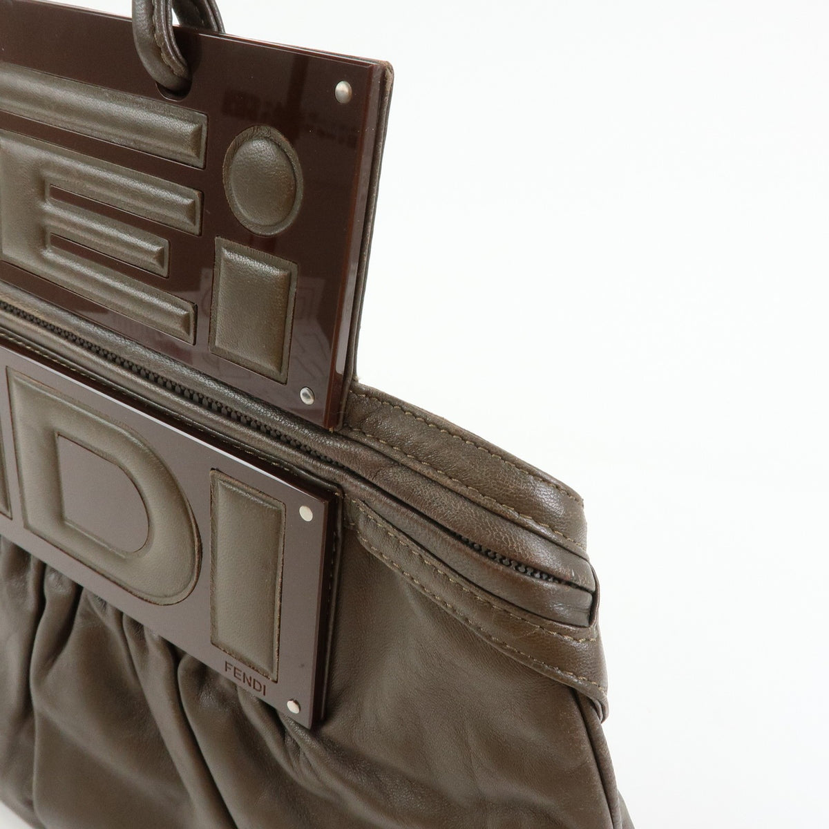 Fendi To You Snakeskin Brown Leather Handbag (Pre-Owned)