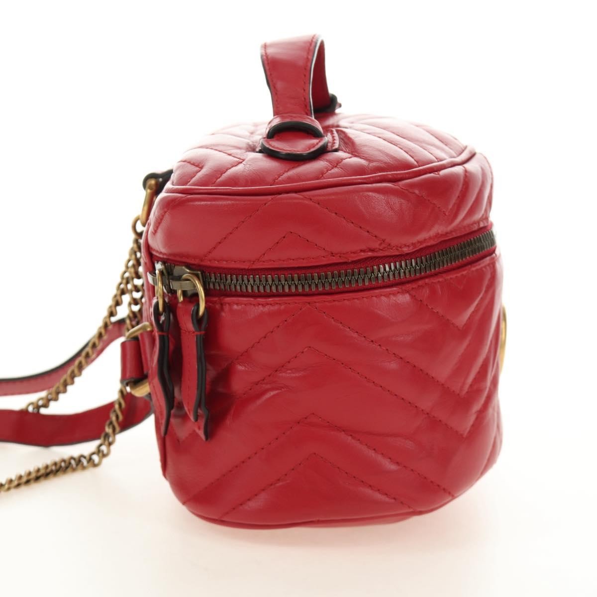 Gucci Gg Marmont Vanity Matelasse Leather Red Leather Backpack Bag (Pre-Owned)