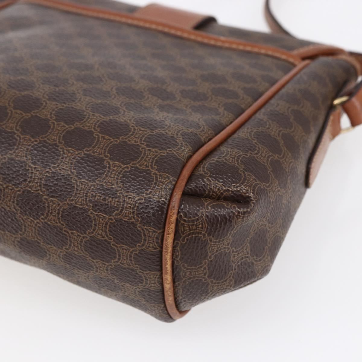 Celine Vintage Macadam Canvas And Leather Brown Canvas Shoulder Bag Bag (Pre-Owned)